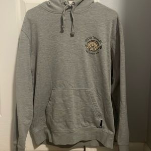 Grey lVans hoodie, “Just For the Halibut”, size small
